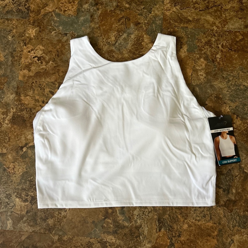Avia Wireless Crop Sports Bra Womens Size Medium (A-C) White Moisture Wicking